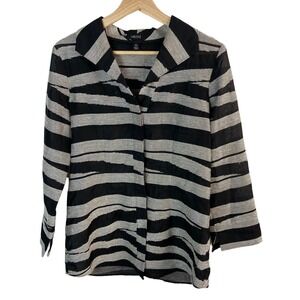 Carlisle women's sz US 6 button down shirt blouse long sleeve‎ striped career